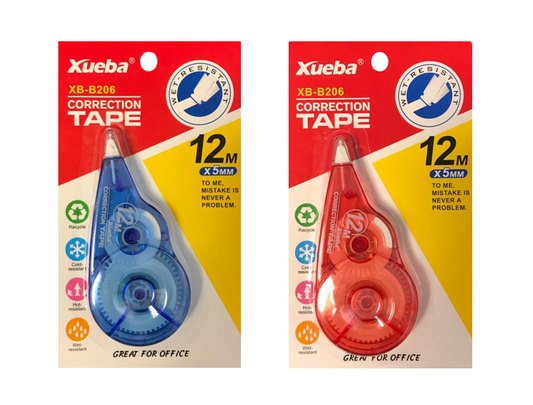 White Dry Correction Tape Dispenser Roller Assorted Colours