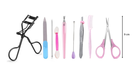 Eyelash Curler and Mini Beauty Tools Set of 9 Assorted Tools 7135