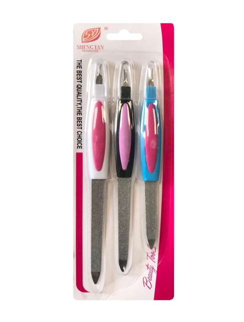 Double Sided Metal Nail File and Dead Skin Remover Pack of 3 Assorted Sizes 7140