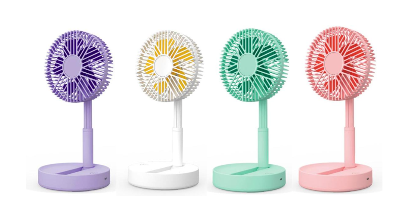 Adjustable Mini Desk Folding Fan 14 x 23 cm USB Rechargeable Assorted Colours 7154