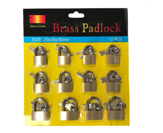 Brass Padlocks Pack Of 12 Assorted Sizes 20 25 Parcel Rate)