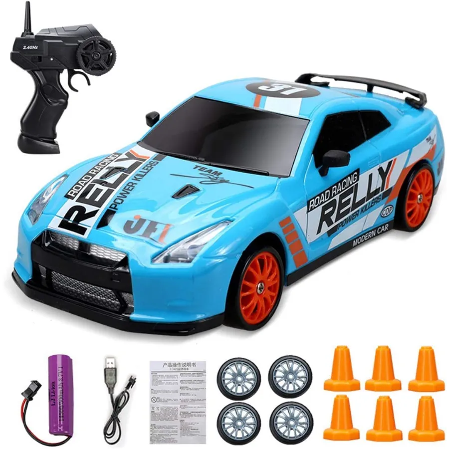 Remote Control Drift Rally Car with Accessories 1:24 15KM/H 2.4G 4WD RC Car with Controller