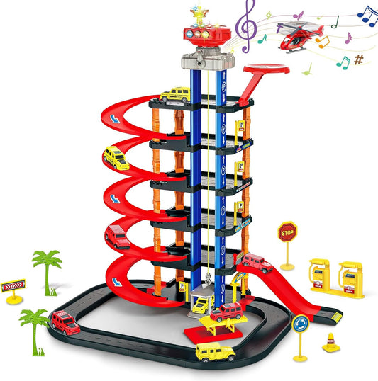Multi-Storey Toy Car Parking Garage PlaySet for Kids with Sound & Lights - 85 Piece
