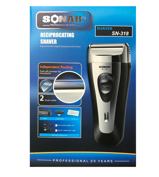 Sonar Electrical Dual Cutter Shaver SN318 Micro-USB 7182