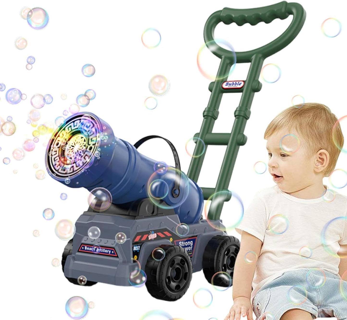 Electric Push Along Cannon Bubble Maker Toy