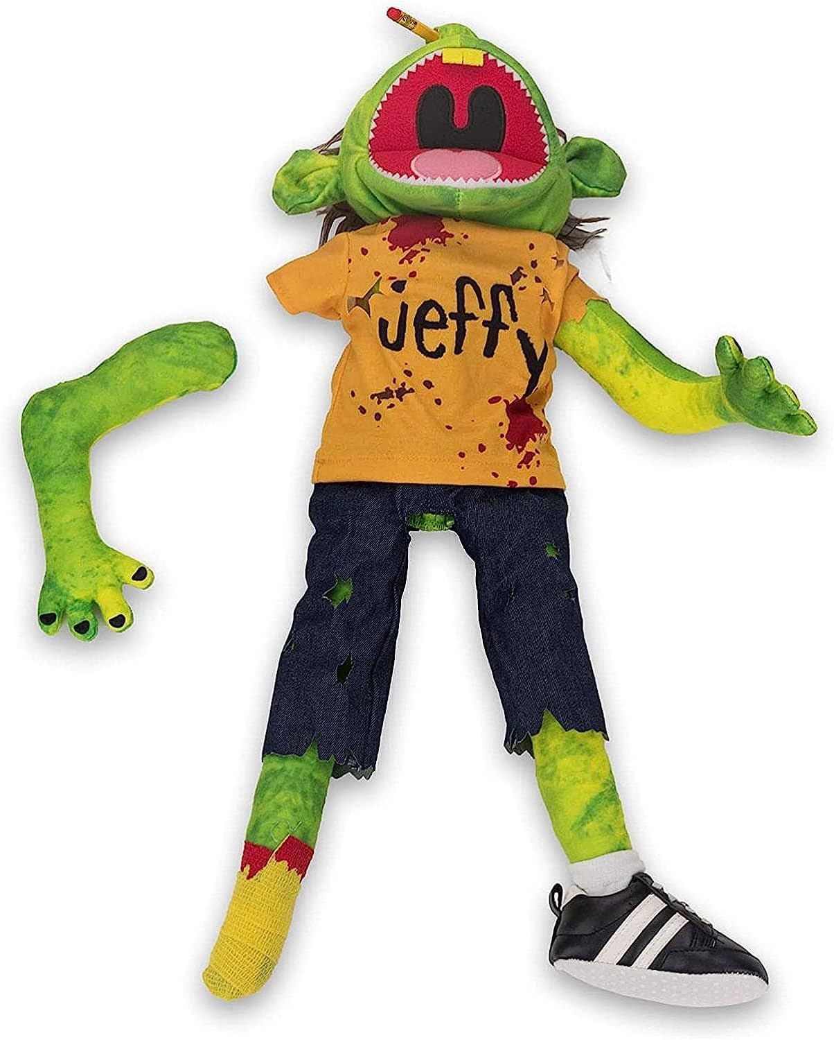 Jeffy Zombie Halloween Hand Puppet Soft Toy with Accessories and Storage Bag