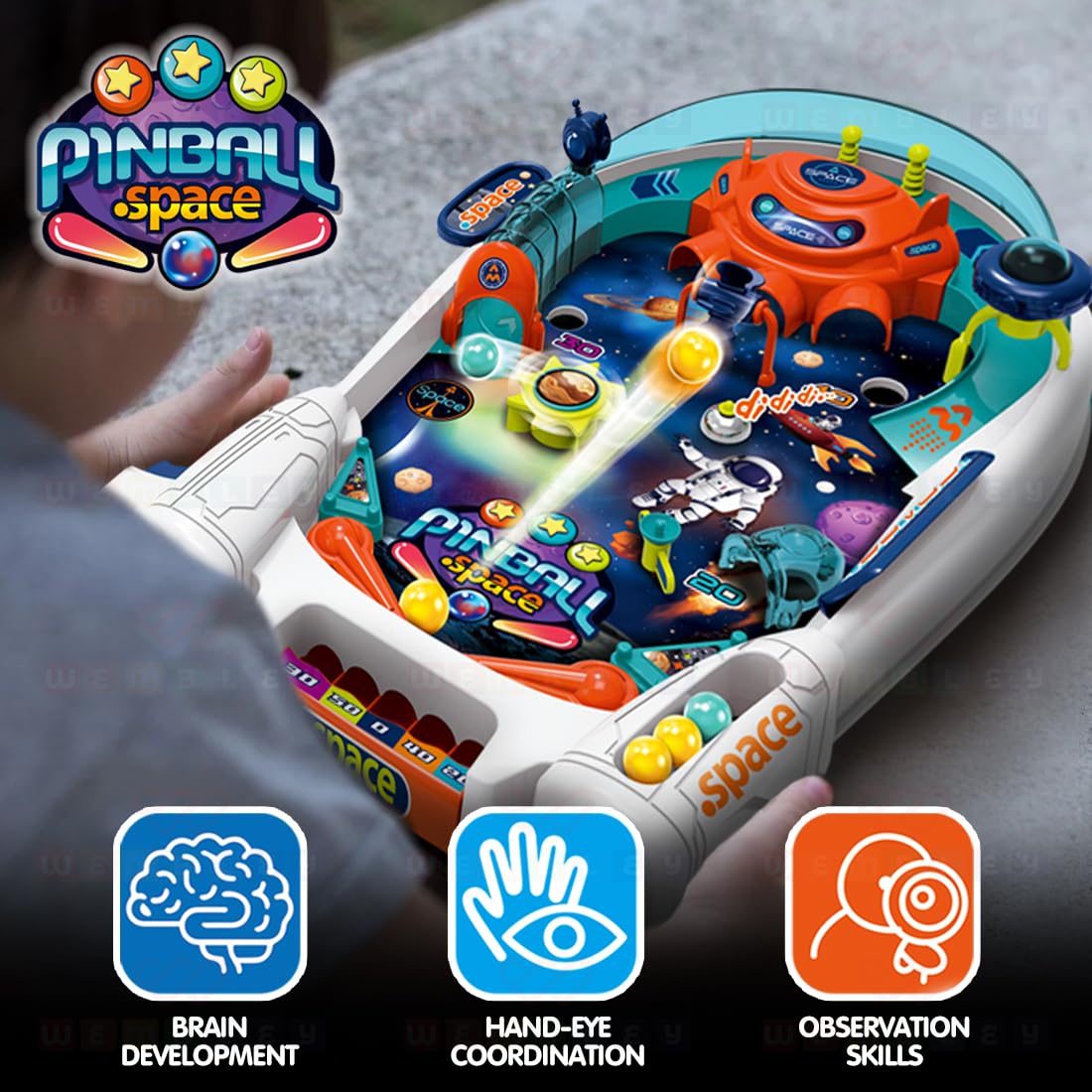 Pinball Machine Toy Space Rocket Style – Classic Fun in a Compact Size