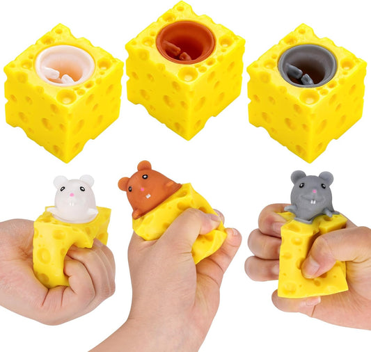 Squishy Cheese Fidget Pop Up Mice Sensory Toy