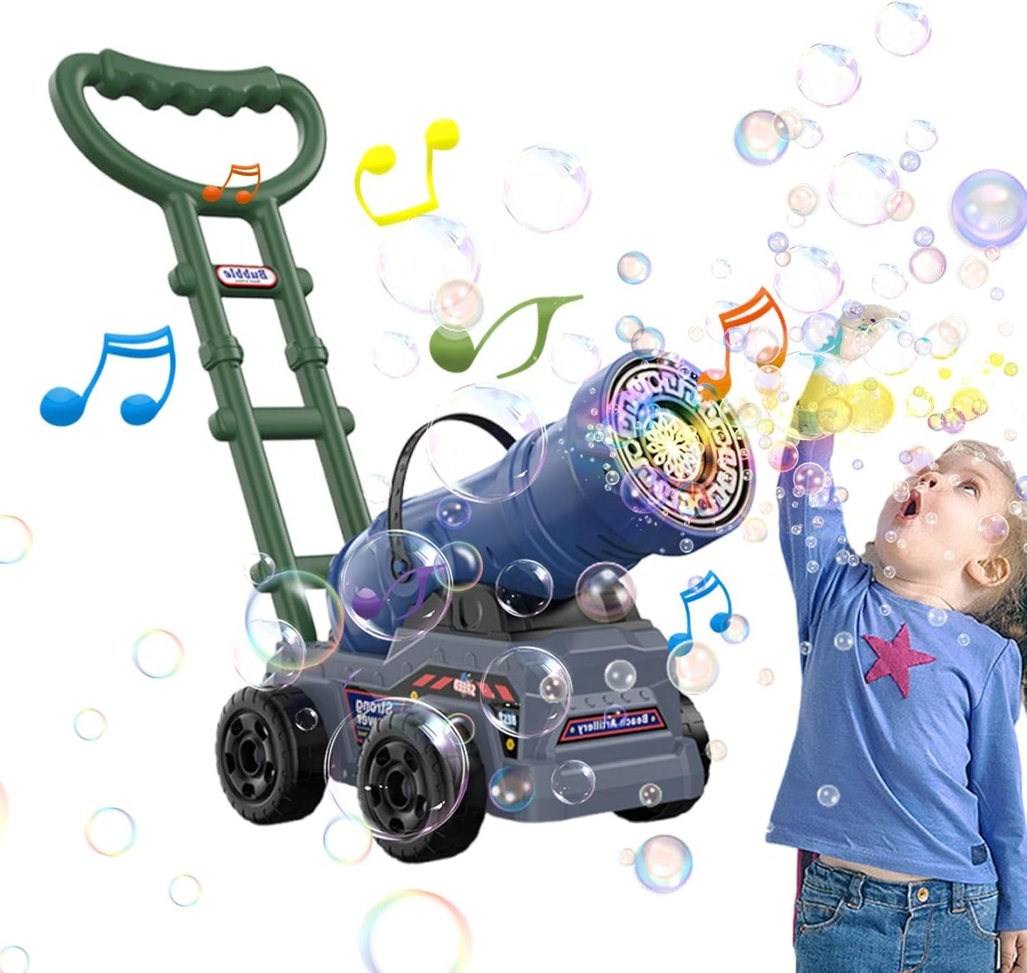 Electric Push Along Cannon Bubble Maker Toy