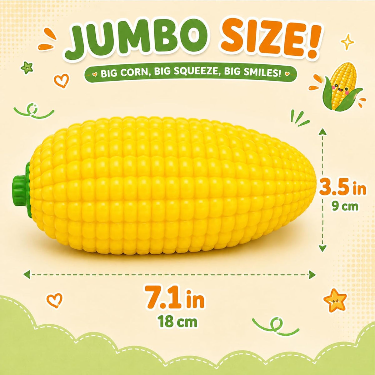 XXL Jumbo Corn on the Cob Sweetcorn Squishy Fidget Squish Sensory Toy