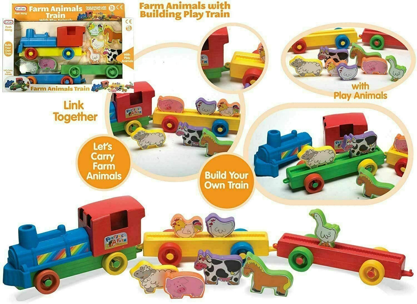 Farm Animals Wooden Train Set