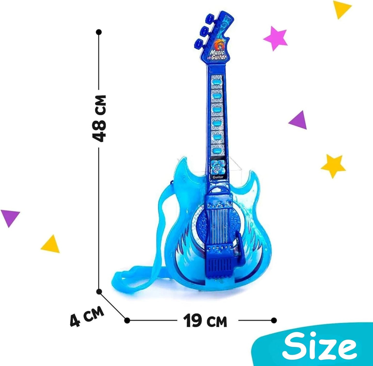Kids Musical Dual Microphone & Guitar with Stand Music Player Singing Toy - Blue