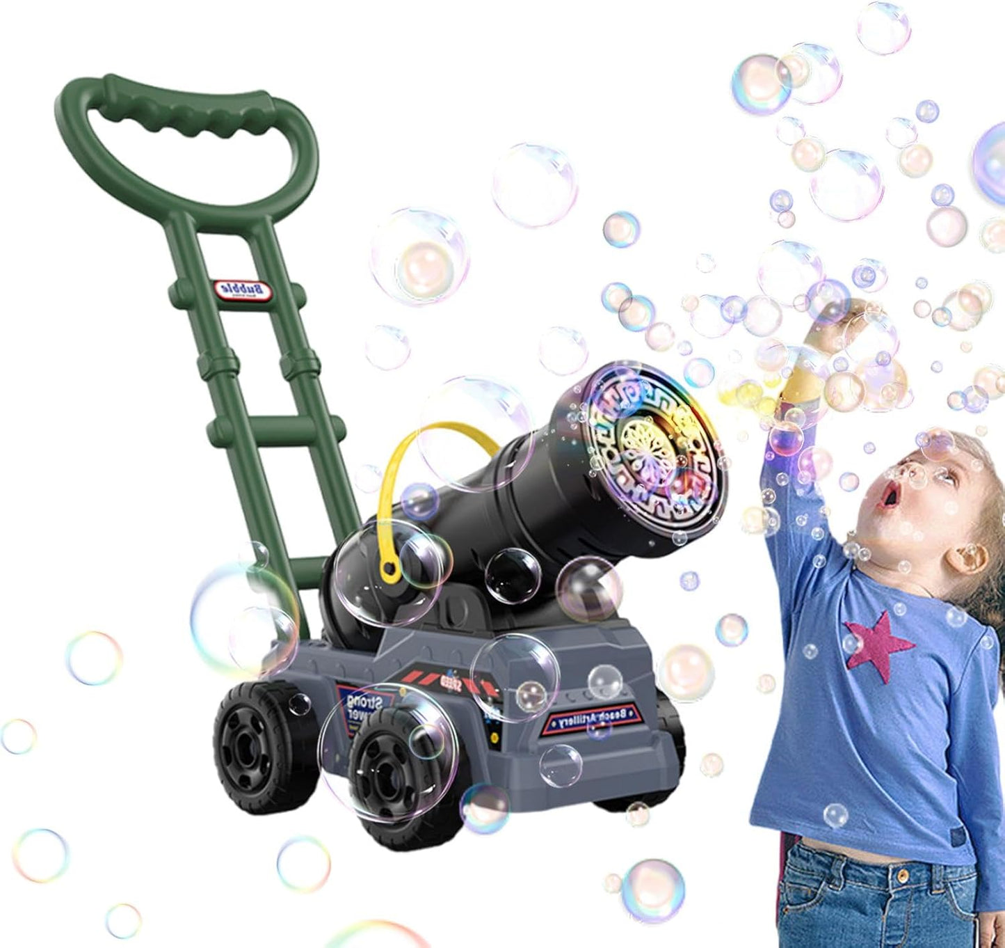 Electric Push Along Cannon Bubble Maker Toy
