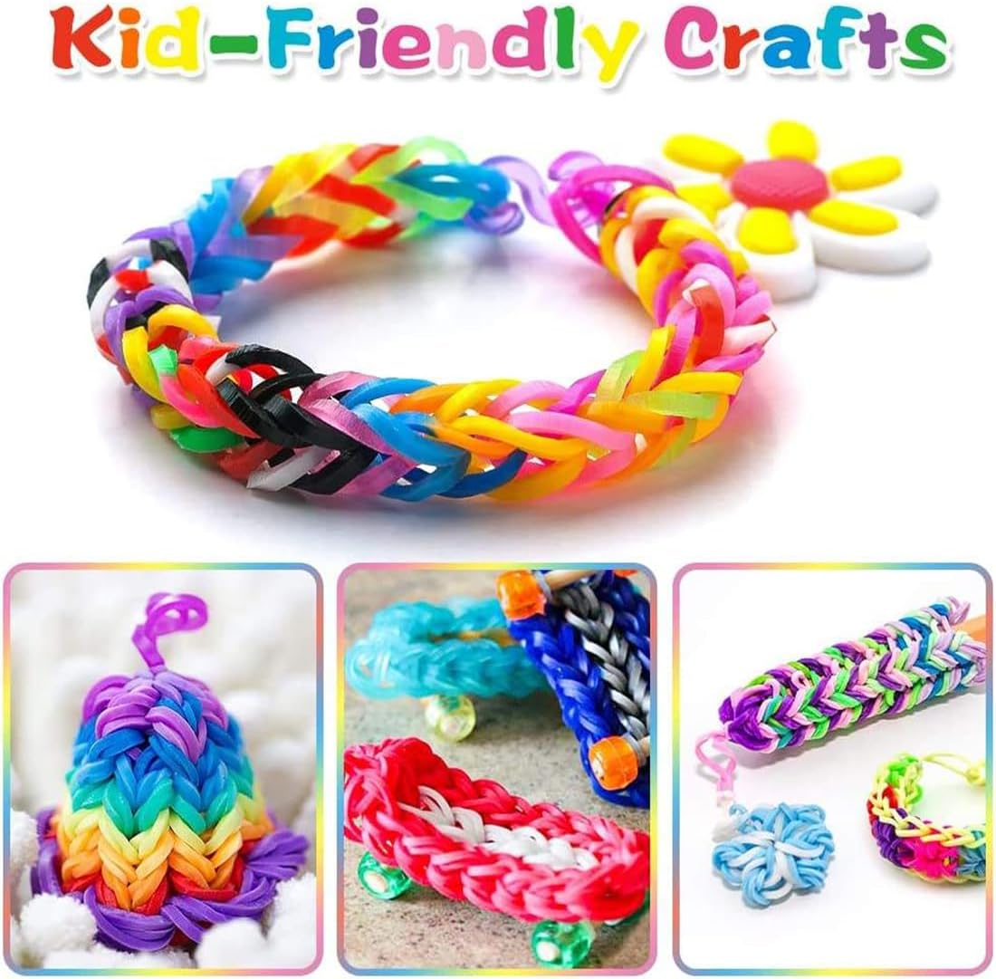 Loom Bands Complete Set, 1500+ Pieces, 32 Grids of Colourful Rubber Bands with Beads, Hooks, Charms & Storage Box