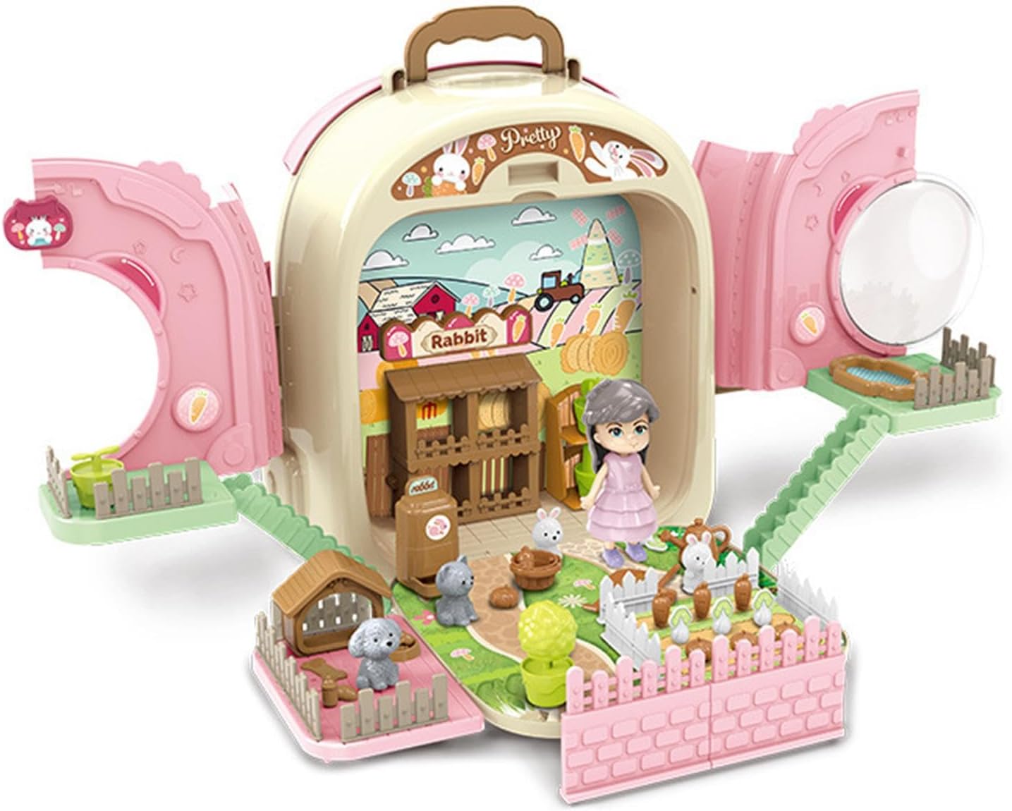 Cute Bunny Rabbit Pet Set Backpack & Toy Playset