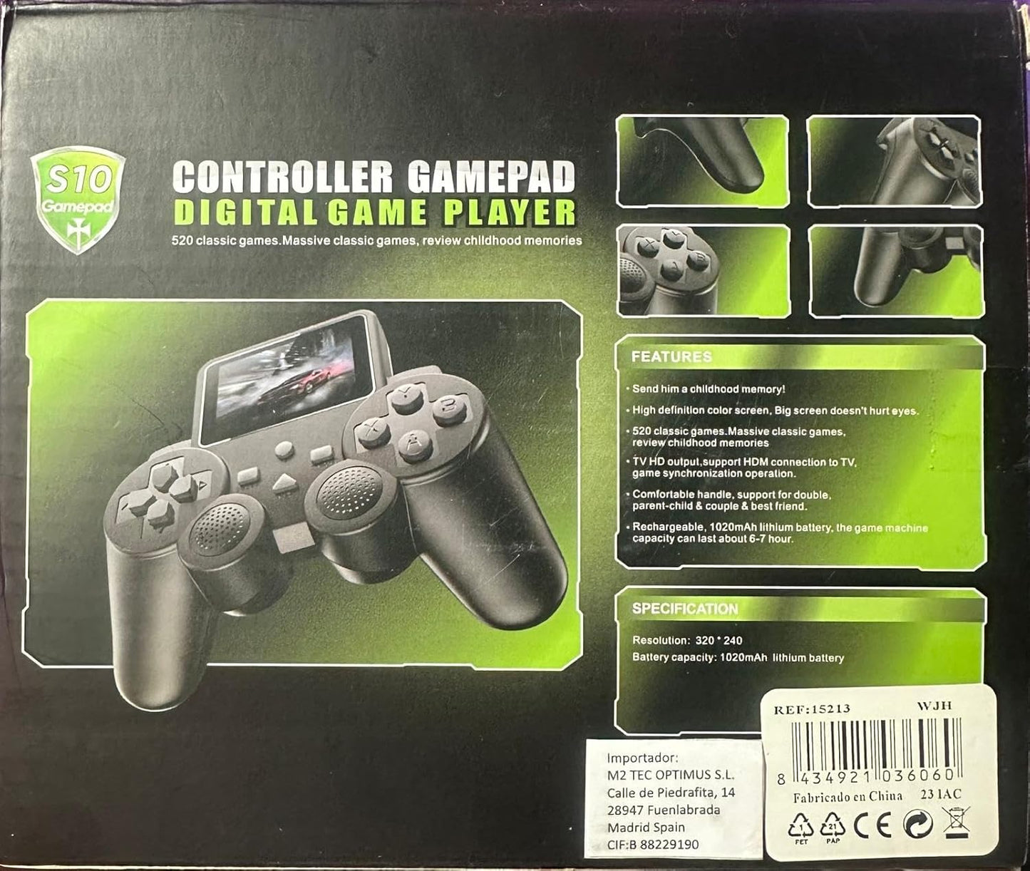 Handheld Game Console, with 520 Classic Games, Portable Retro Controller Gamepad Digital Game Player - S10 Model
