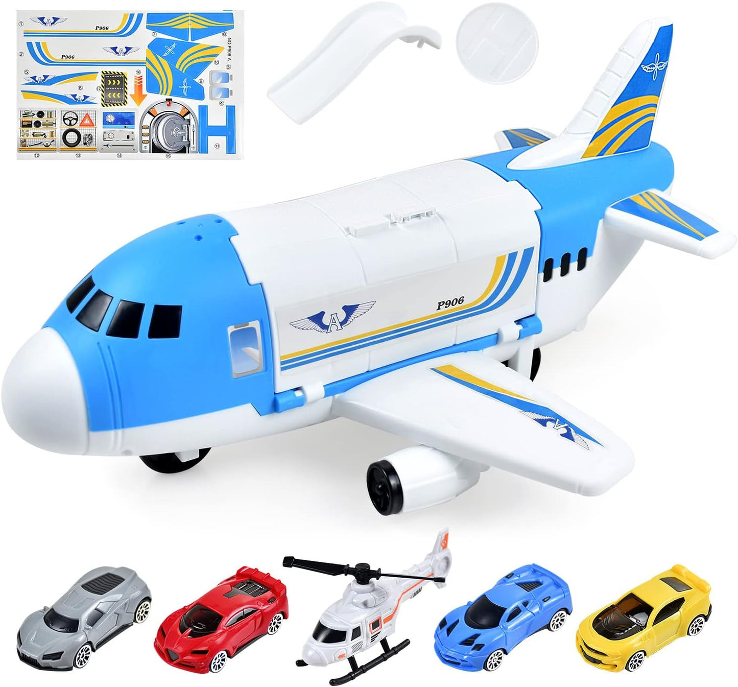 Airplane Transport Car Toy Set including Vehicles 2 in 1