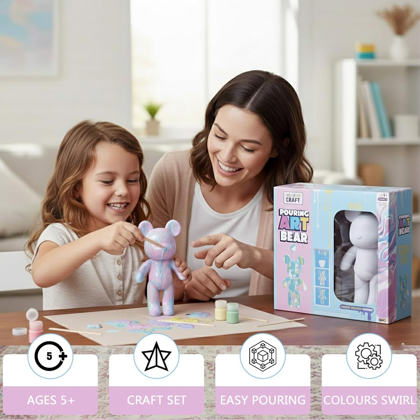 Marble Bear Paint Pouring Set - Pastel Edition 23cm Large