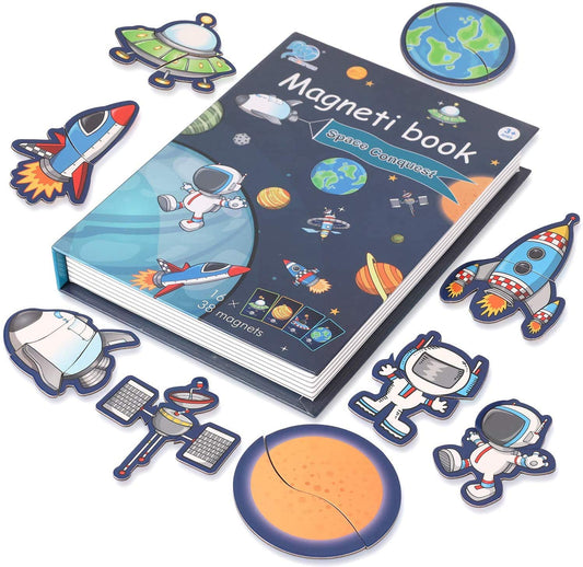 Magnetic Book - Space Edition - 16 Cards & 38 Magnets