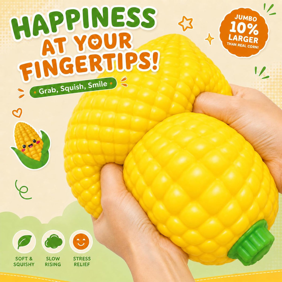 XXL Jumbo Corn on the Cob Sweetcorn Squishy Fidget Squish Sensory Toy