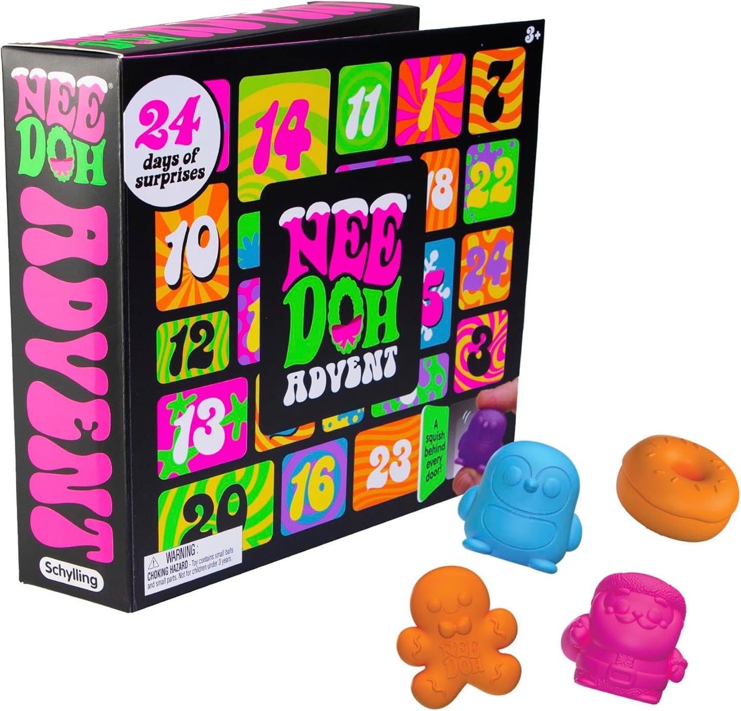 NeeDoh Squishmas Advent Calendar - 24 Mini Squeeze Toys - Christmas Countdown - Ages 3 to Adult