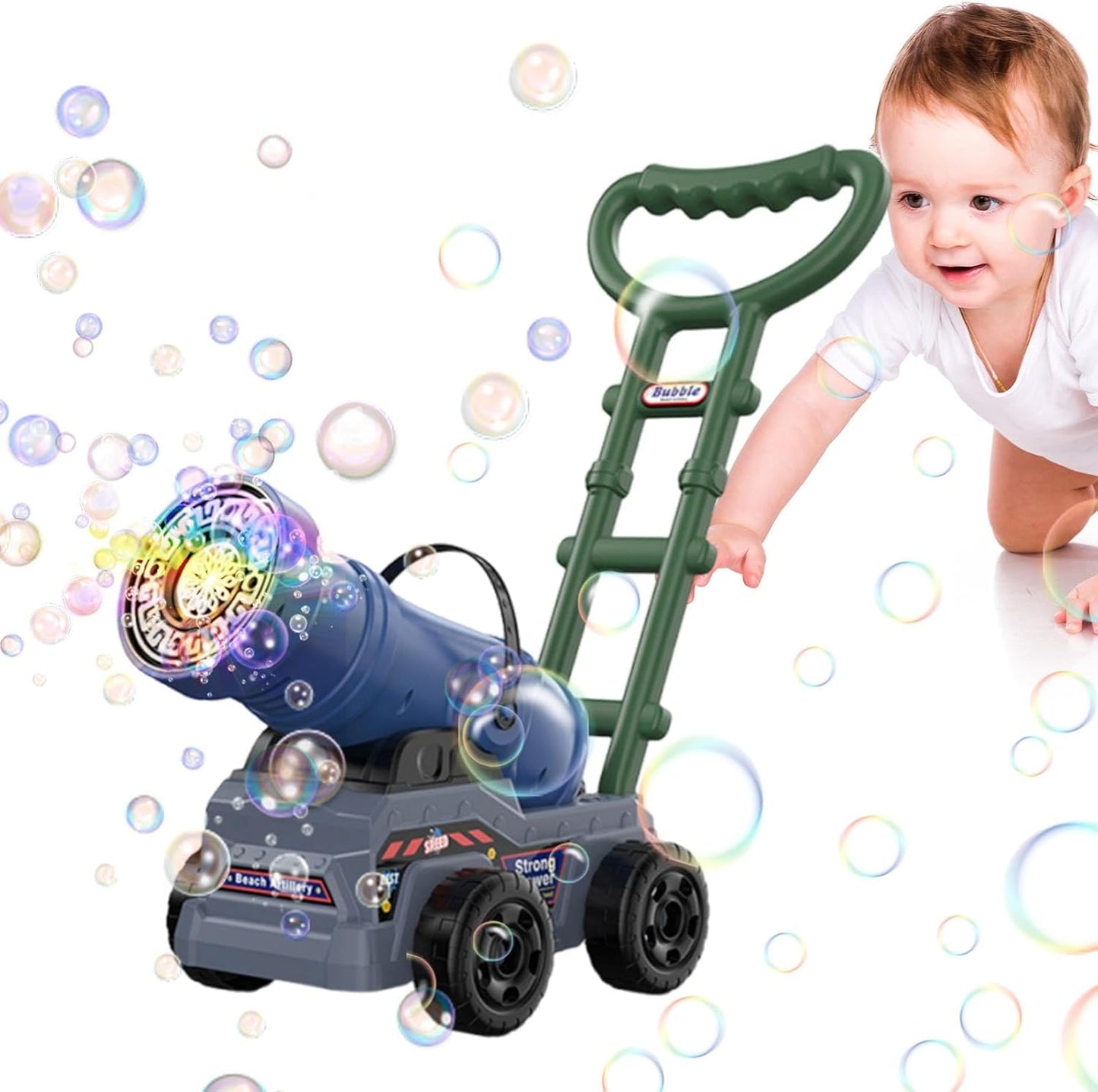 Electric Push Along Cannon Bubble Maker Toy