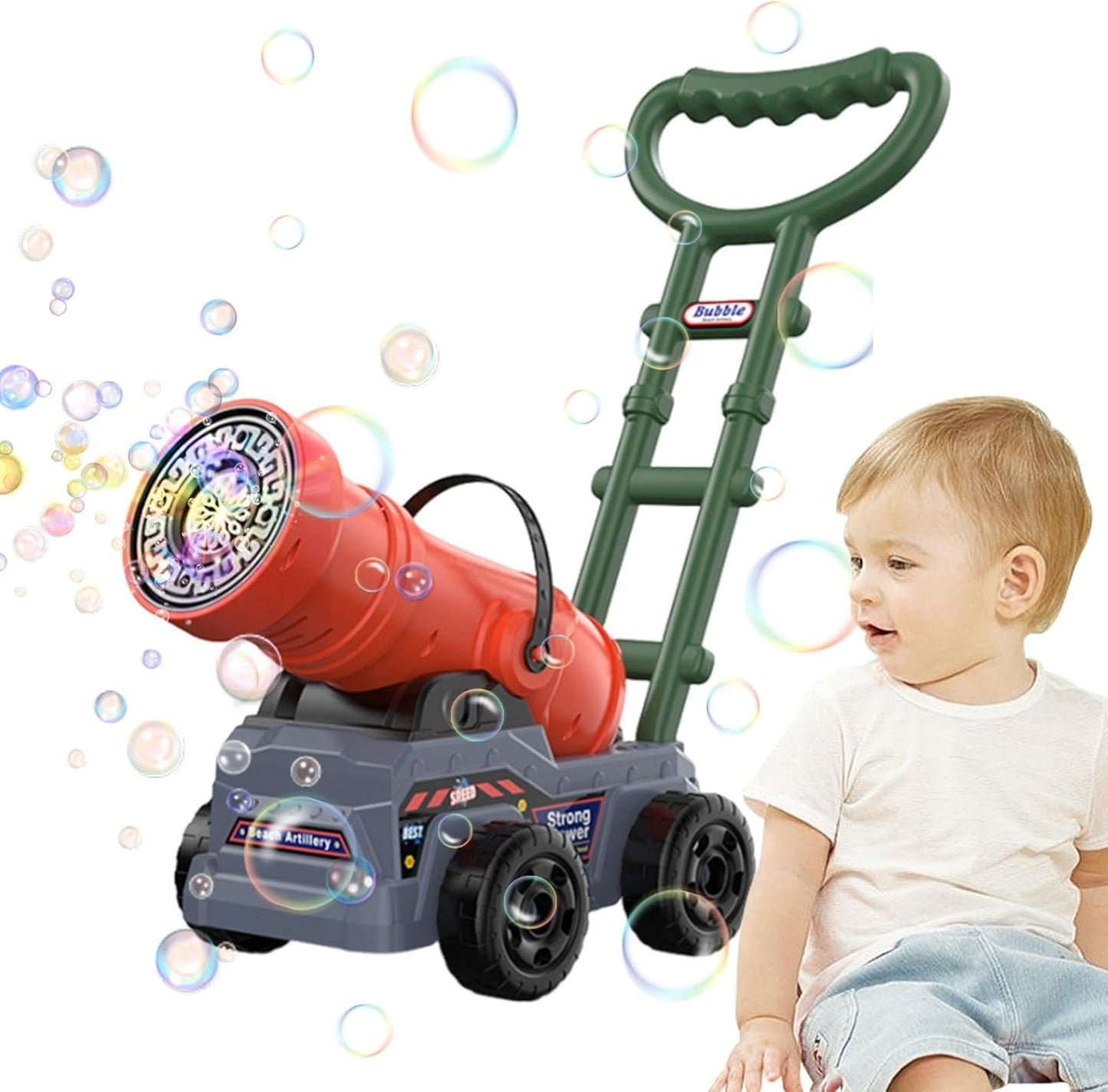Electric Push Along Cannon Bubble Maker Toy