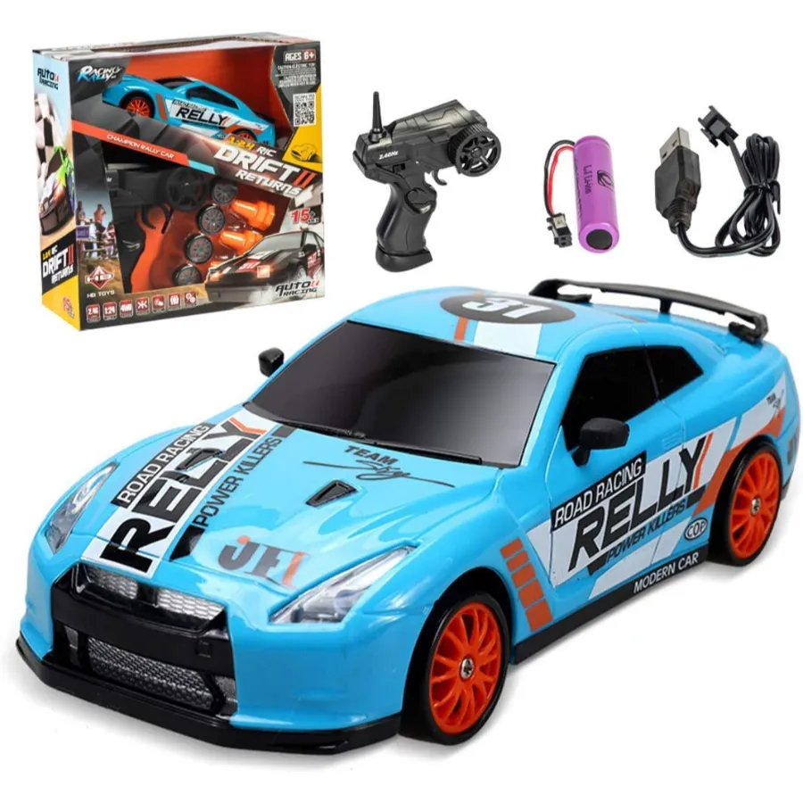 Remote Control Drift Rally Car with Accessories 1:24 15KM/H 2.4G 4WD RC Car with Controller