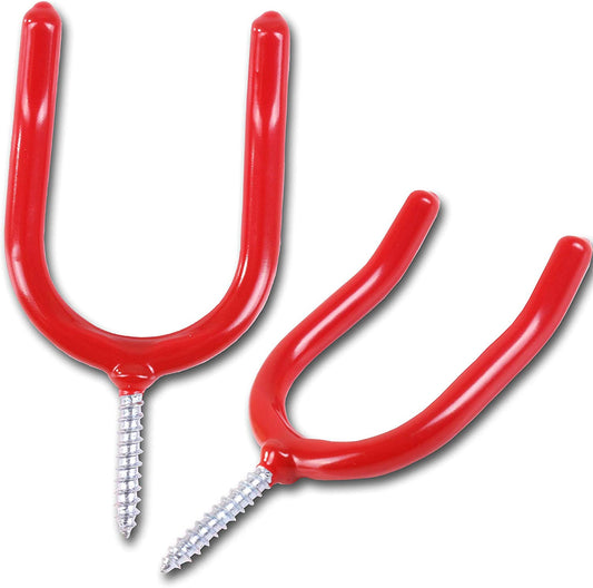 Red U Shape Tool Hooks Plastic Coated 10cm 3pc 3144
