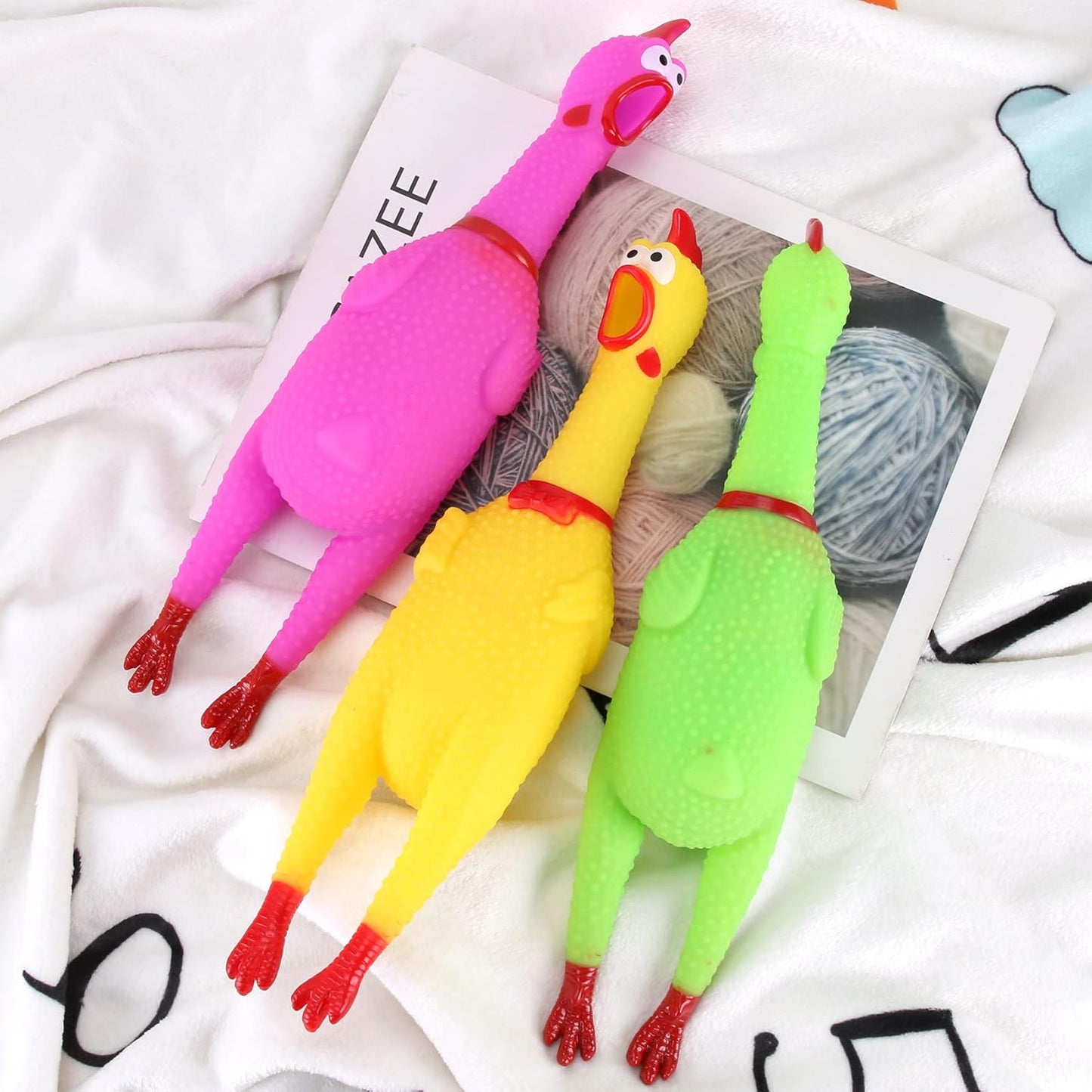 Rubber Chicken Toy Crazy Chicken 14 Inch Squawking Noisemaker Practical Joke for Kids and Adults