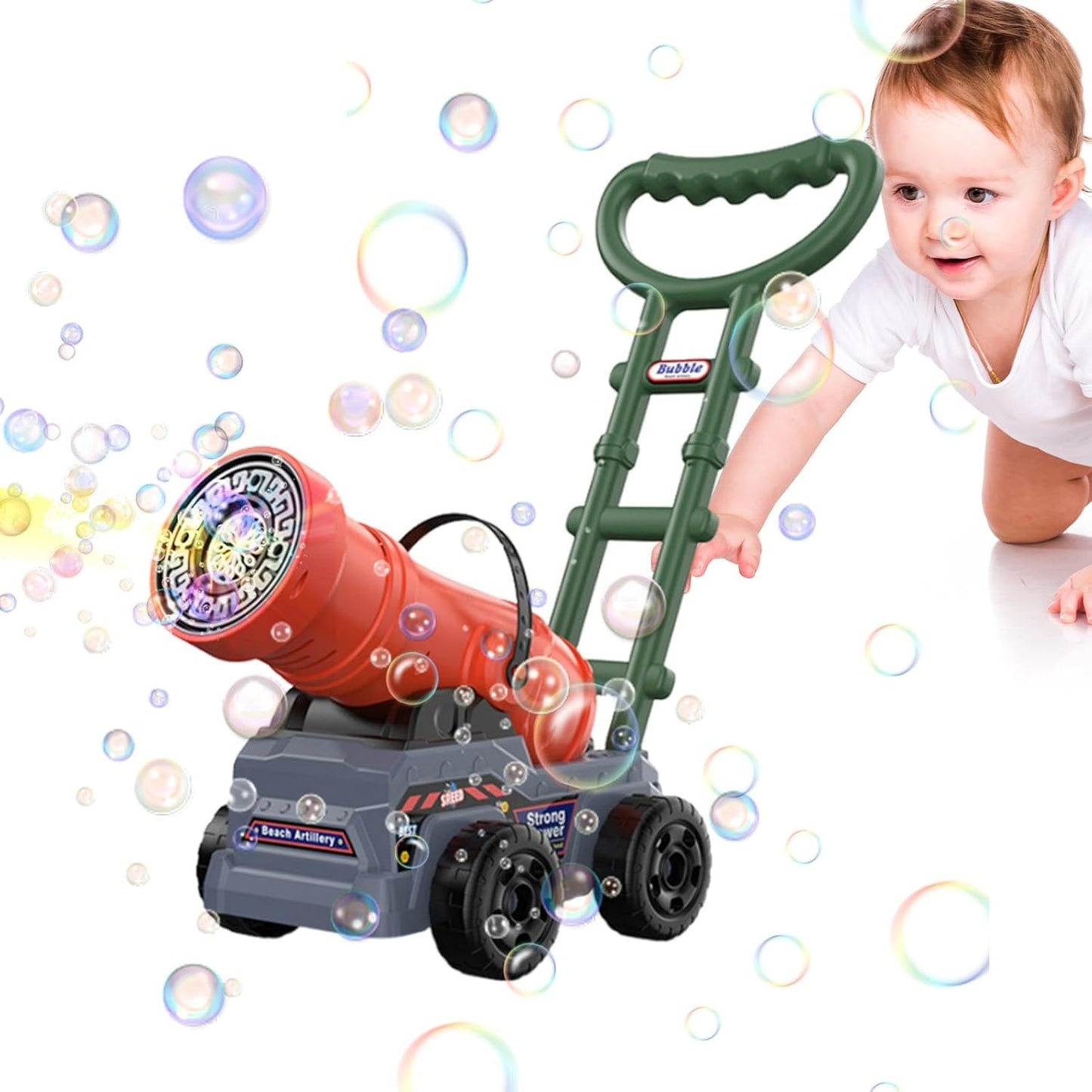 Electric Push Along Cannon Bubble Maker Toy