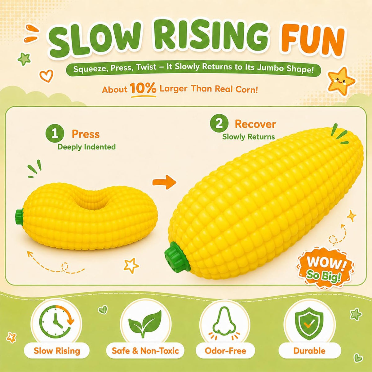 XXL Jumbo Corn on the Cob Sweetcorn Squishy Fidget Squish Sensory Toy