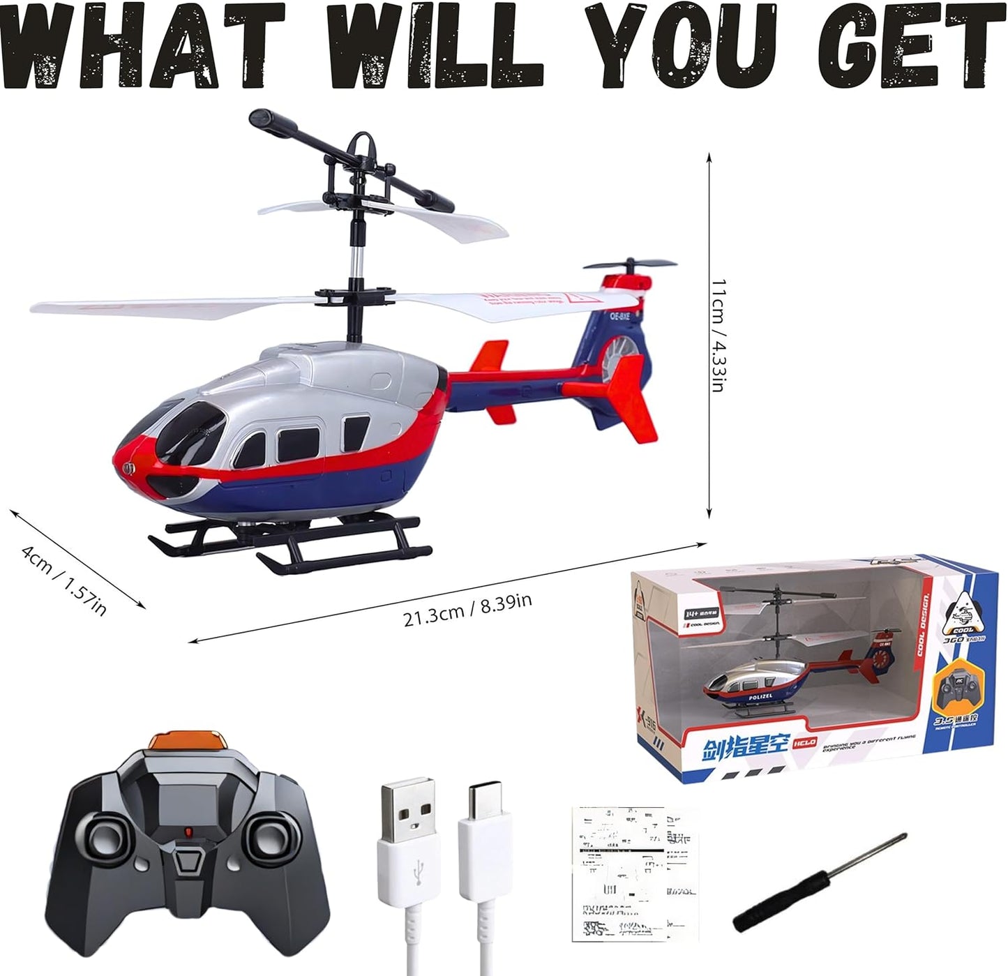 Remote Control Police Helicopter, 2.4Ghz 3.5CH Altitude Hold Helicopter with Gyro Aircraft With LED Lights