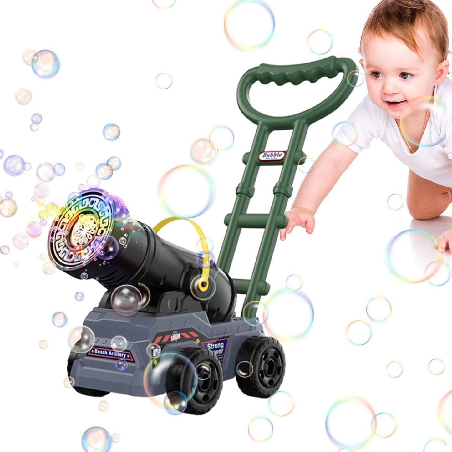Electric Push Along Cannon Bubble Maker Toy