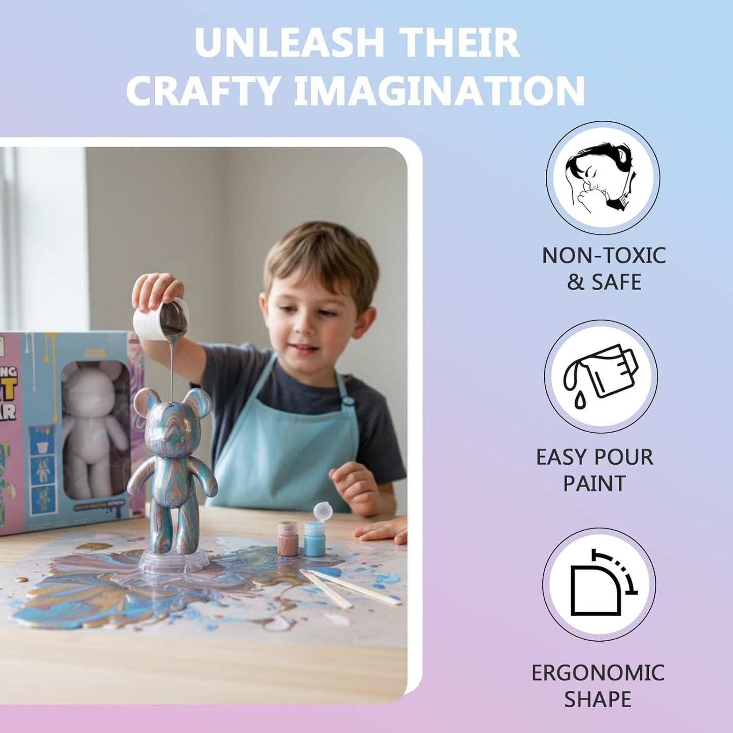 Marble Bear Paint Pouring Set - Pastel Edition 23cm Large