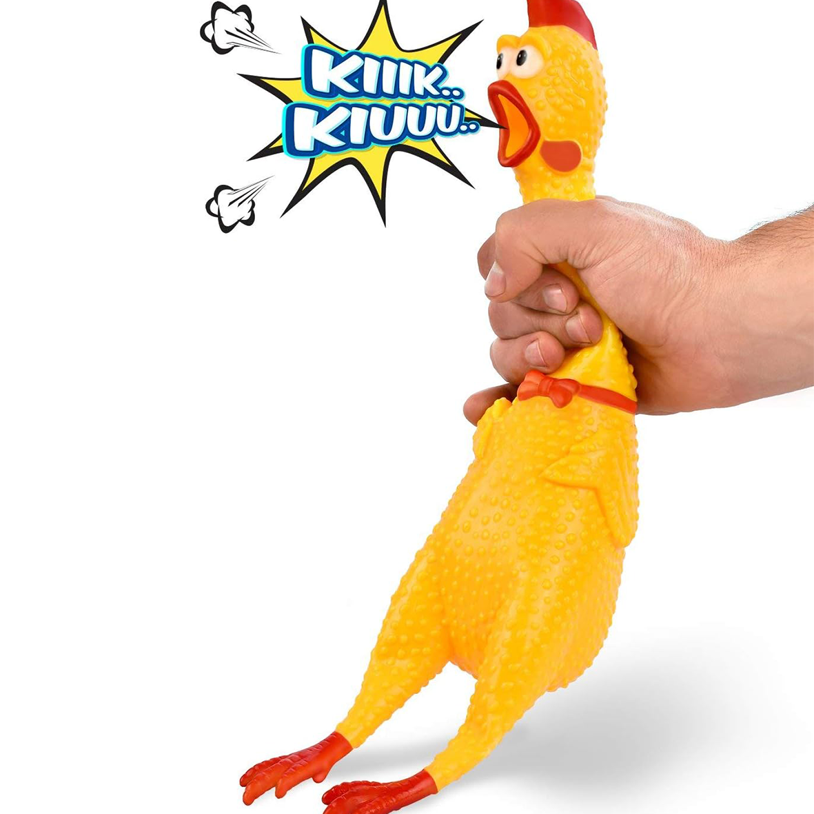 Rubber Chicken Toy Crazy Chicken 14 Inch Squawking Noisemaker Practical Joke for Kids and Adults