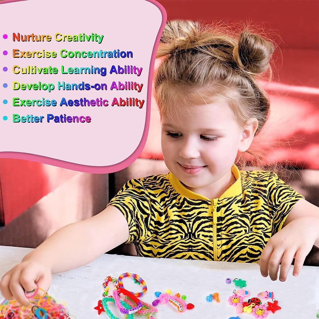 Loom Bands Complete Set, 1500+ Pieces, 32 Grids of Colourful Rubber Bands with Beads, Hooks, Charms & Storage Box