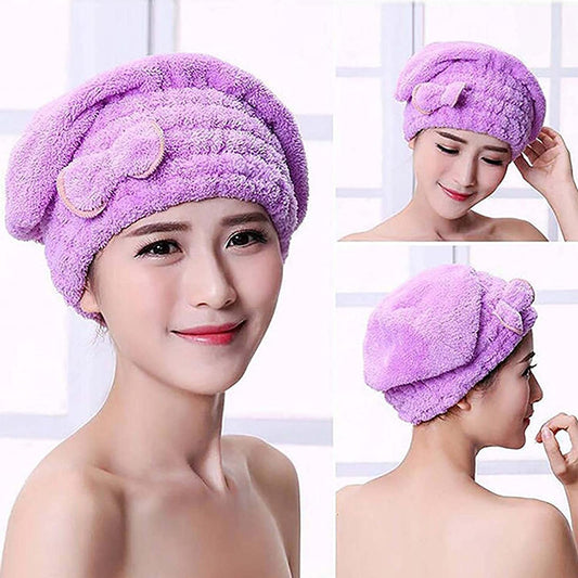 Microfibre Hair Wrap Bonnet with Bow Assorted Colours 6979