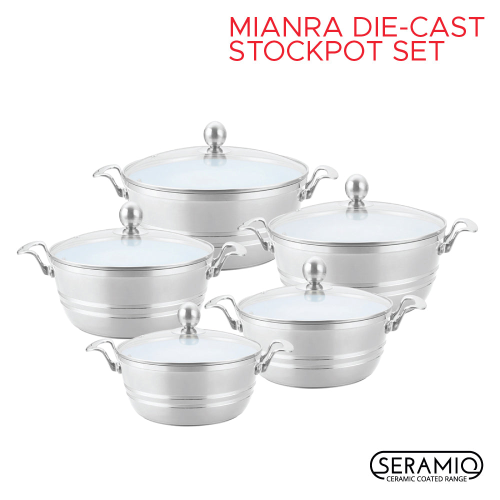 Sq Professional Seramiq Mianra Diecast Stockpot Set Of 5 Quartz