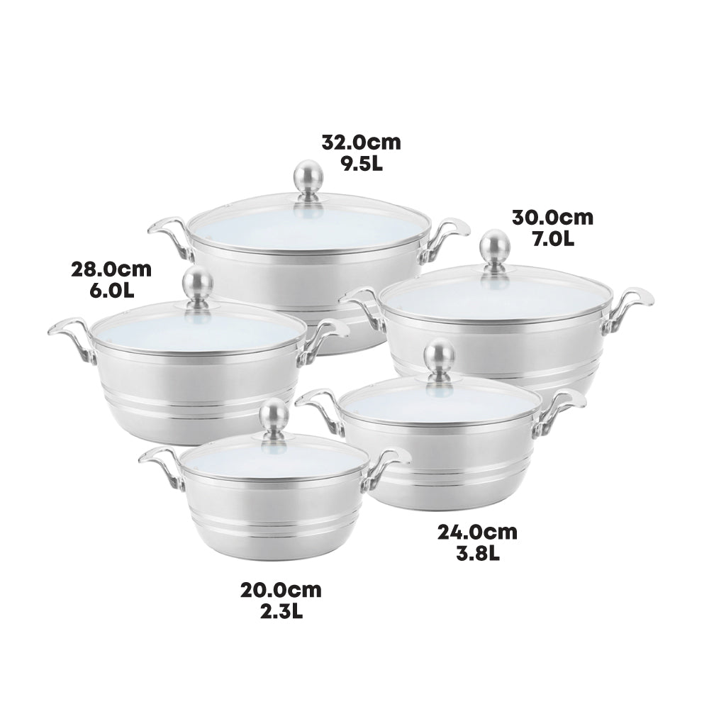 Sq Professional Seramiq Mianra Diecast Stockpot Set Of 5 Quartz