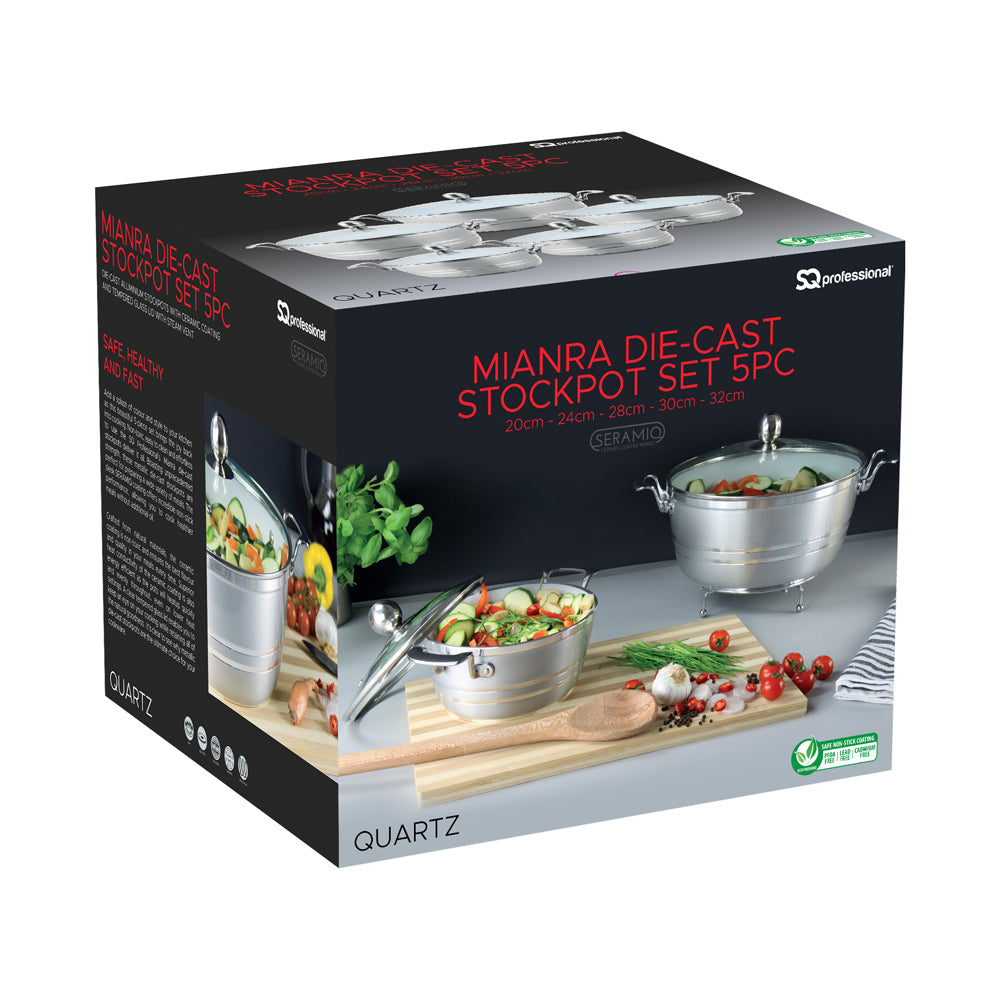 Sq Professional Seramiq Mianra Diecast Stockpot Set Of 5 Quartz