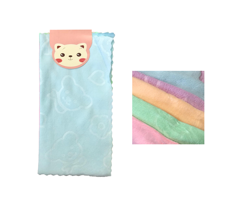 Microfibre Cleaning Cloth with Bear / Flower Design 29 x 28 cm Pack of 5 Assorted Colours 7208