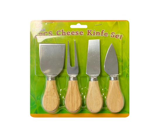Metal Cheese Knife Cutter Slicer Set 12 cm Pack of 4 Wooden Handle 7215