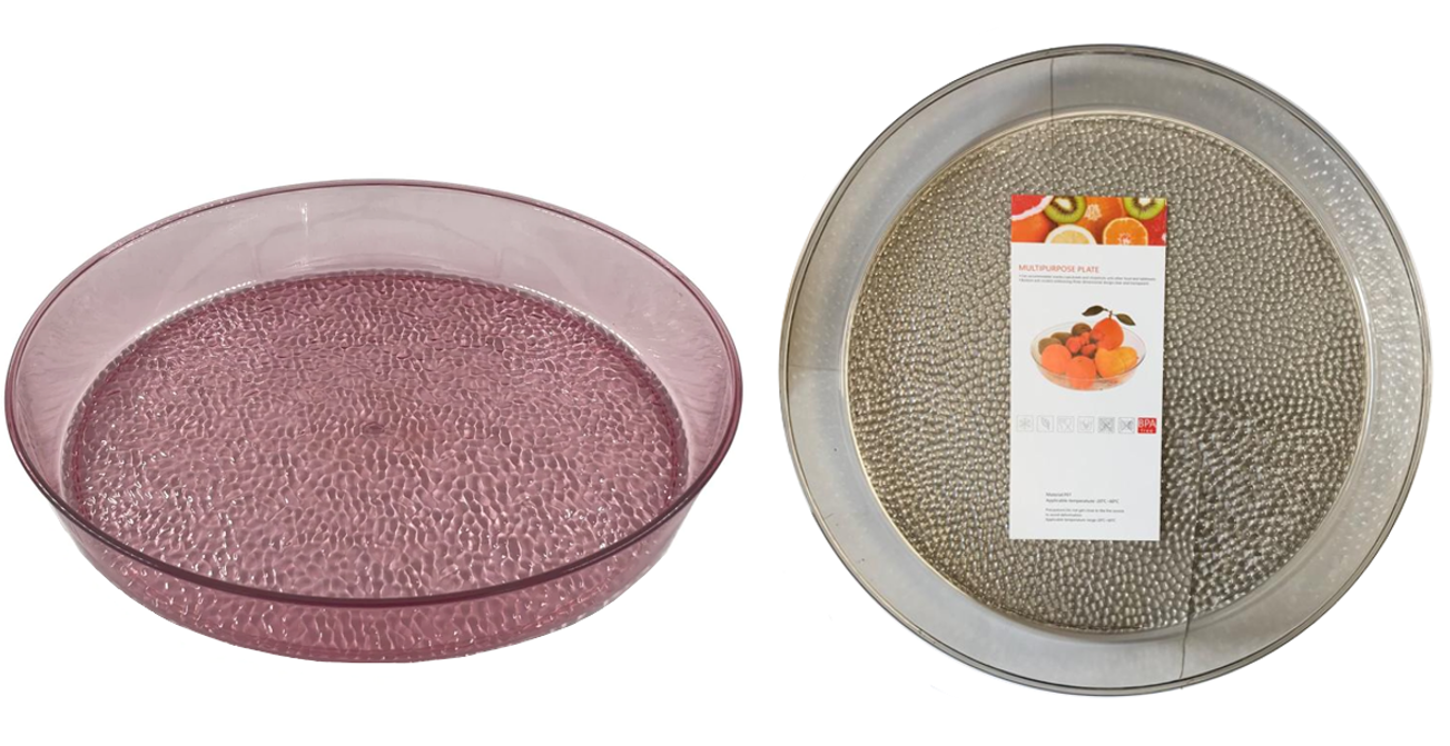 Transparent Plastic Round Coffee Table Fruit Bowl Serving Tray 36 x 5 cm Assorted Colours 7236