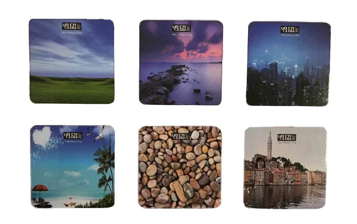 Square Digital Bathroom Weighing Scale QR130 28 x 28 cm Assorted Designs 7243