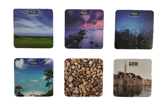 Square Digital Bathroom Weighing Scale QR130 28 x 28 cm Assorted Designs 7243