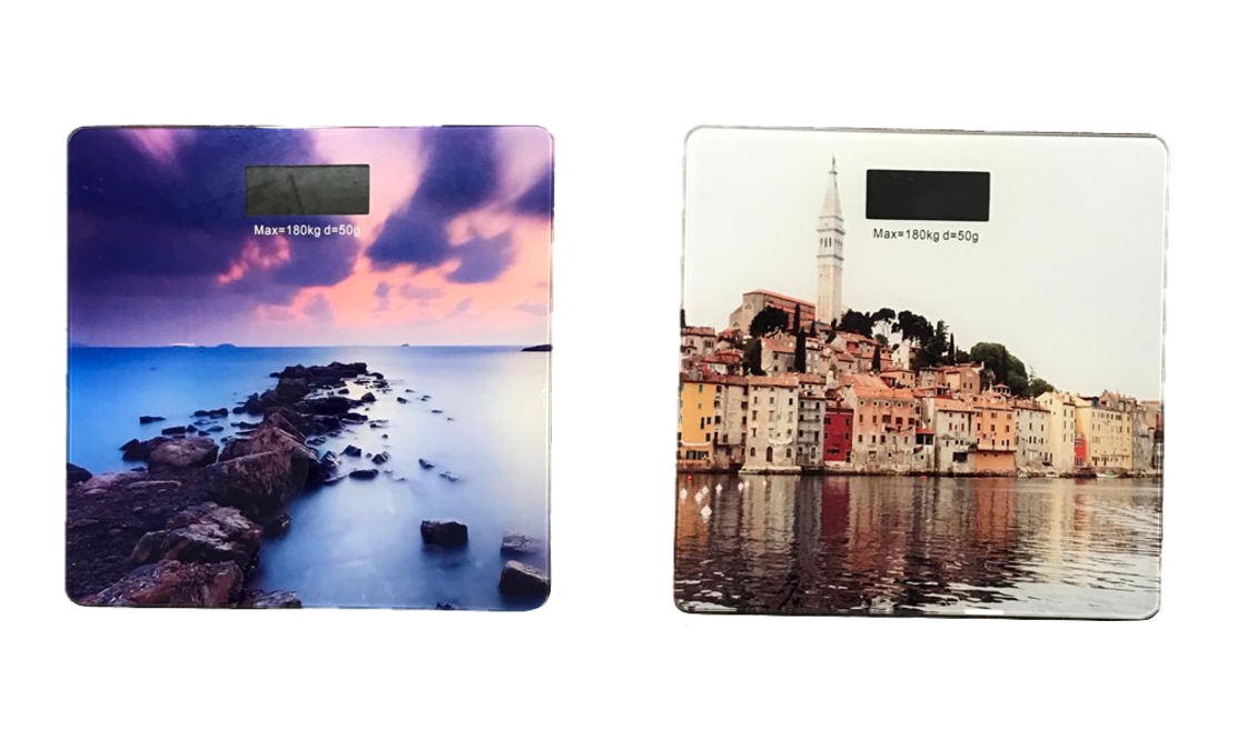 Square Digital Bathroom Weighing Scale QR130 28 x 28 cm Assorted Designs 7243