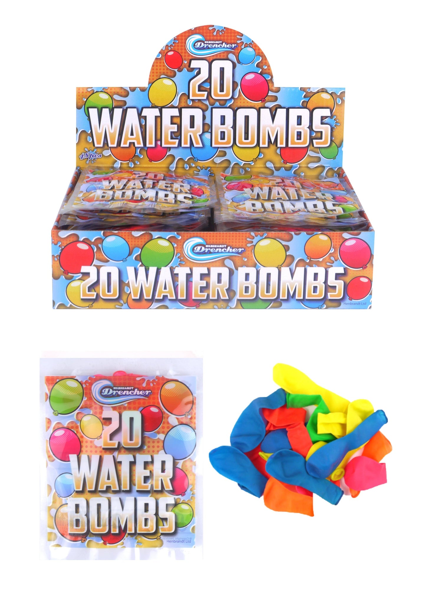 20 Pack Outdoor Kids Assorted Neon Colour Water Bombs Summer Fun R19111