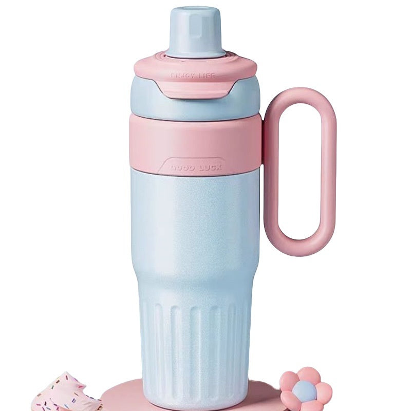 780ml Gradient Double Drink Thermal Cup Stainless Steel With Lid Coffee Cup Thermos Large Capacity Straw Cup