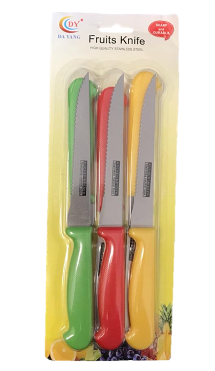 Metal Fruit Knife Plastic Handle 21 cm Pack of 6 Assorted Colours 7295